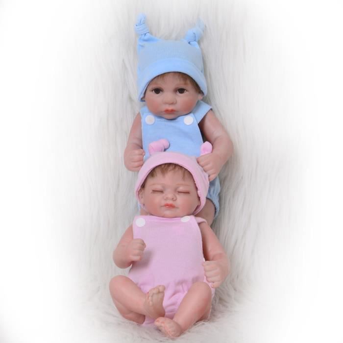 2pcs Silicone Reborn Baby Dolls Mini Twin Gros Cadeau Bonecas Noel Mignon Bebe Cdiscount Jeux Jouets