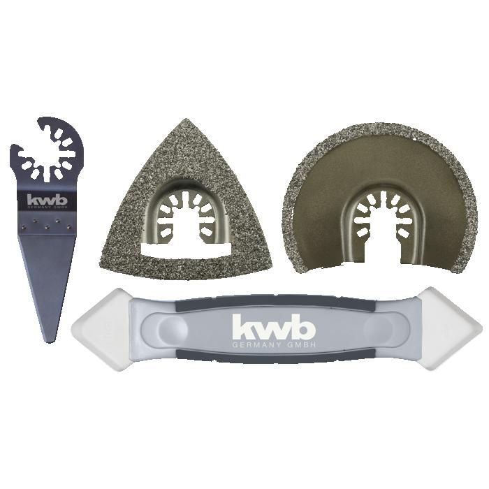 Kwb by Einhell Jeu de 4 Outils multifonctions pour carrelage râpe HM 2 lames de scie segmentée HM grattoir
