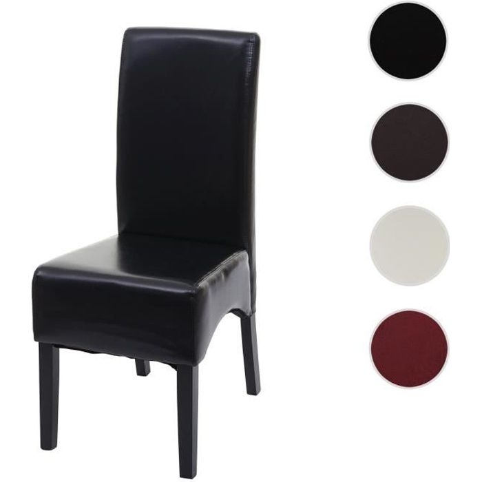 Chaise de salle à manger - Latina - Cuir noir - Pieds foncés - Design moderne - Confortable