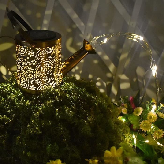 Lanterne Solaire Extérieur Arrosoir Avec Père Noël - Décoration Noël étanche Pour Jardin, Allée, Terrasse