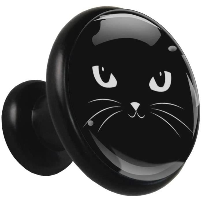 Dessin Anime Animal Chat Noir Bouton De Tiroir Rond En Metal Massif Avec Verre Cristal Pour La Porte Du Meuble De Cuisine Commode Ar Cdiscount Bricolage