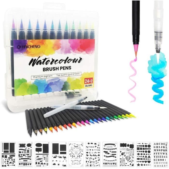 CH HAICHENG 20 Colors Watercolor Markers Brush Pen Set