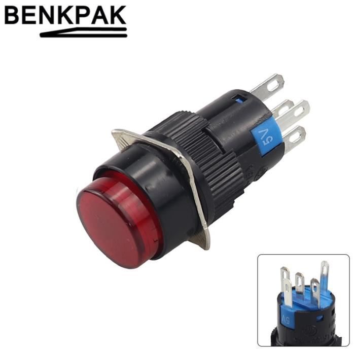 Interrupteur Bouton-poussoir Rouge – Normalement Ouvert, Tête Carrée, 1A 250V, Avec Retour Automatique