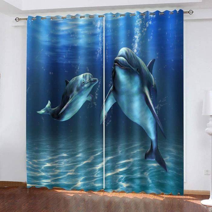 Sticker Mural Sous-marin – Dauphin, Requin, Plantes, Poissons – Autocollant Miroir, CKKreativ