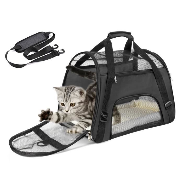 sac transport chat - byondself - 53*26*30 cm - caisse de transport chat pour animaux de compagnie/chien- respirant et pliable - noir