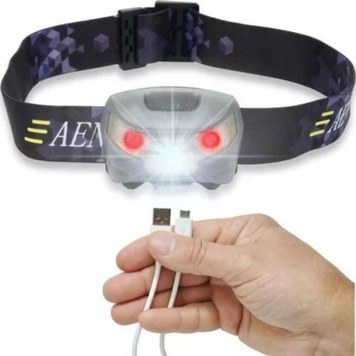 LAMPE DE PECHE LE Lampe Frontale LED Rechargeable Orientable Câble USB Inclus 5 Modes 6000K Anti-moustique lumière rouge