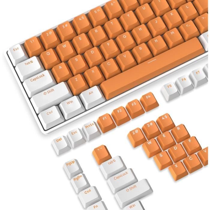 YMDK Double Shot 104 Geverfd PBT Shine Through Keyset OEM-profiel toetsenset voor Cherry MX-schakelaars, mechanisch toetsenbord, 104 87 61, roze-wit verloop (alleen toetsdop