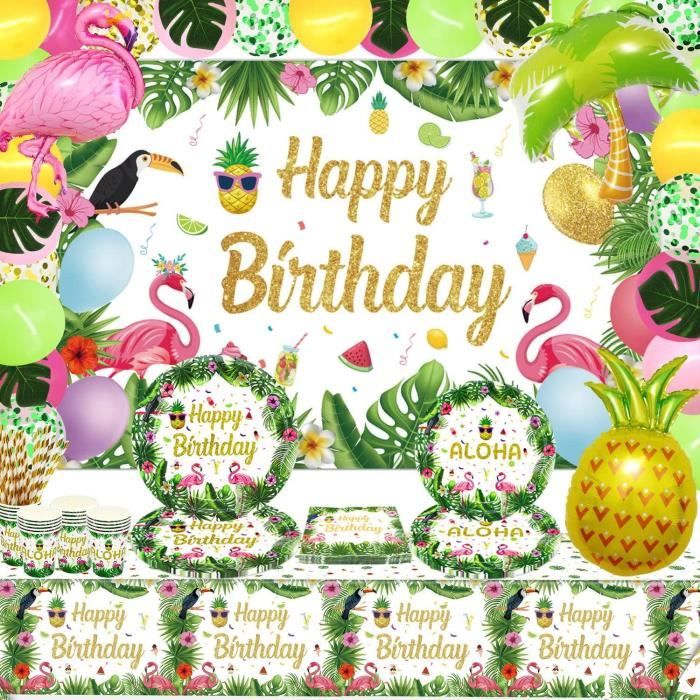 Lot De 24 Sacs Cadeaux Hawaïens Aloha - Thème Tropical Flamant Rose Perroquet Ananas - Pour Anniversaire Ou Fête