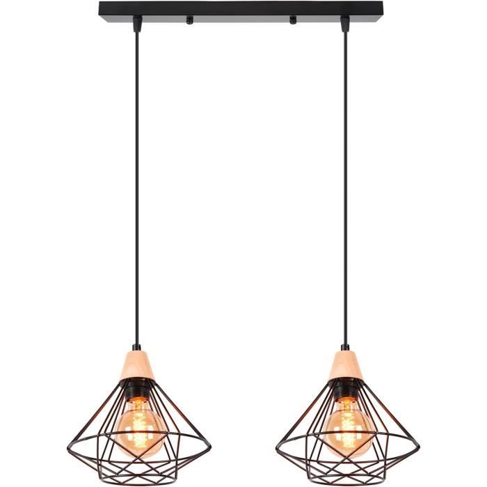 3 Lampes Lustre Métal 22CM Suspension Luminaire Vintage E27 Plafonnier