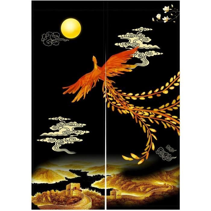 Rideau Noren Style Chinois/Japonais - Coton Lin, 65x90 Cm, Décoration Maison