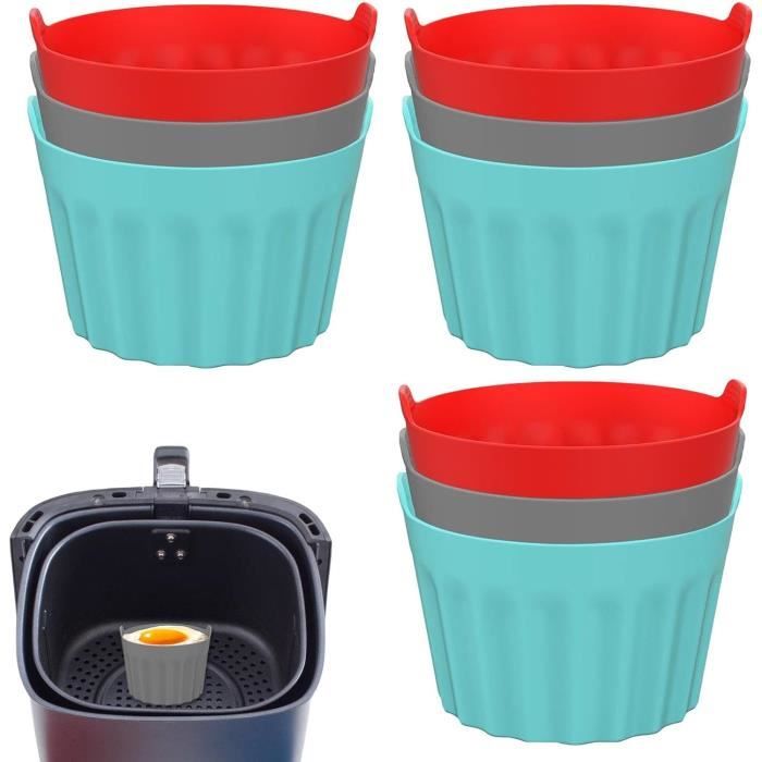 Alnicov 3 Pièces Moules Silicone Friteuse à Air - Pocheuse à Oeufs, Ramequins Pour Muffins Et Oeufs Pochés