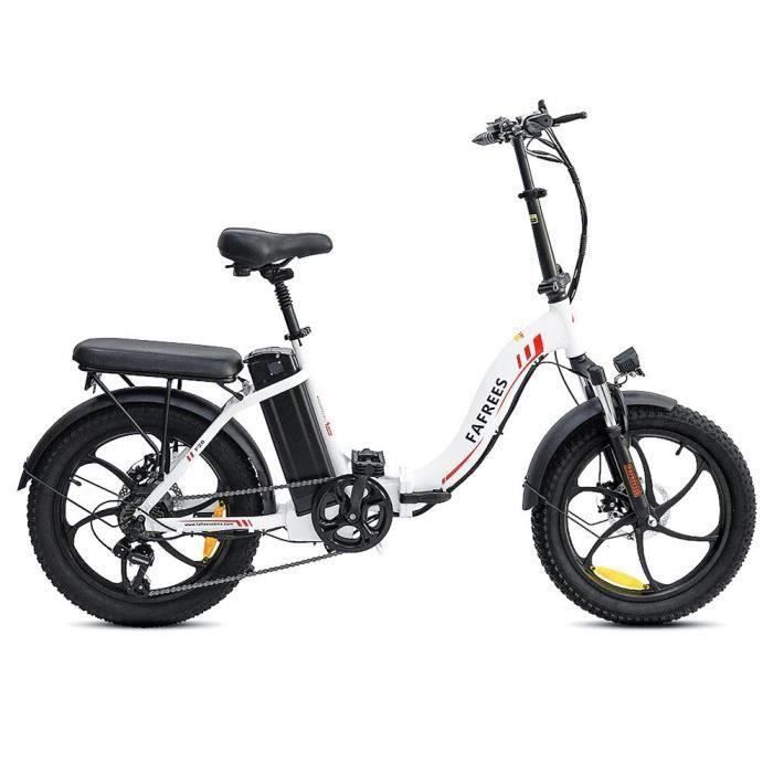 FAFREES F20 Vélo Électrique , 20 Pouces, Cadre Pliant, Vitesses à 7 Vitesses, Batterie Amovible 15AH - Blanc