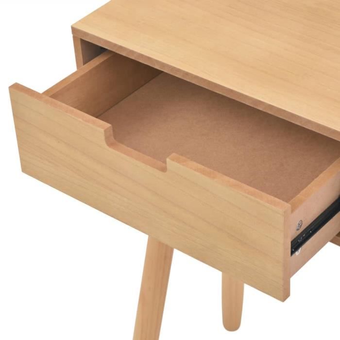 table console en bois de pin massif 80 x 30 x 72 cm - marron - gototop - campagne - tiroir(s)