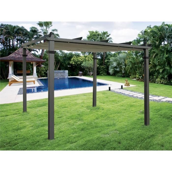 Tonnelle En Aluminium 3x3 X 2 2m Toit Coulissant Cdiscount Jardin