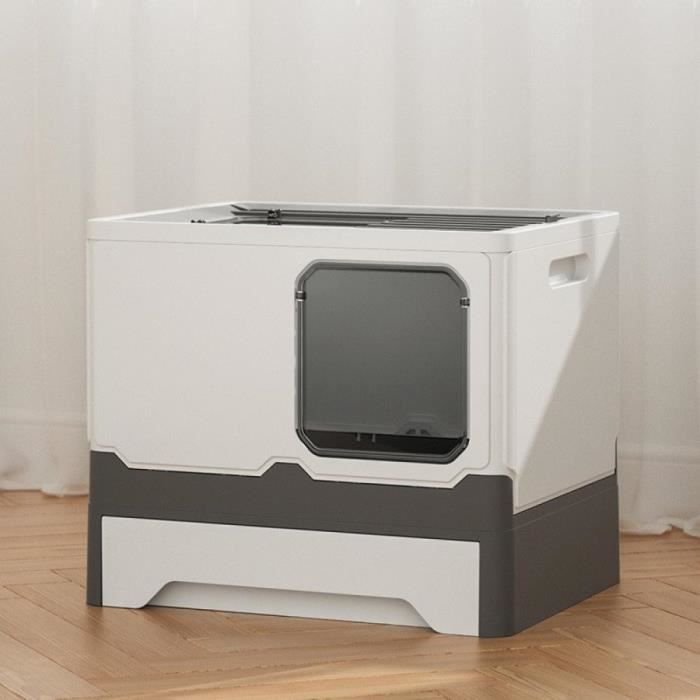 Comparer les prix de YIPEEMA. BAC À LITIÈRE POUR CHAT, ANTI-ODEUR ET ANTI-ÉCLABOUSSURES, AVEC PELLE À LITIÈRE POUR CHAT, 45*35*38CM, GRIS ET BLANC.