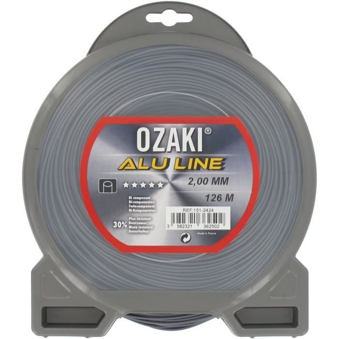 Fil nylon alu line OZAKI pour débroussailleuse - Ø: 2 mm - L 126 m - JARDIN PRATIQUE