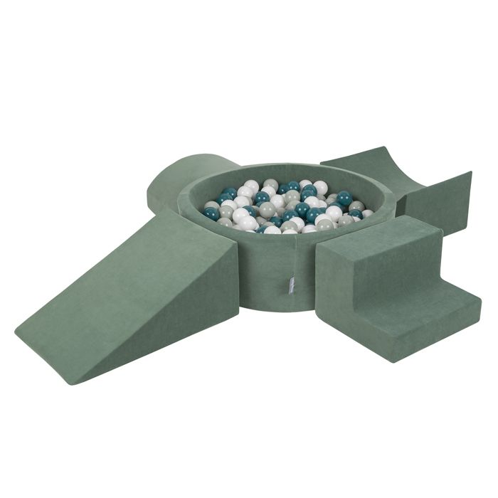 Aire De Jeux KiddyMoon Avec Piscine à Balles - 300 Balles Incluses - Mousse Safe Pour Enfants - Couleurs Assorties