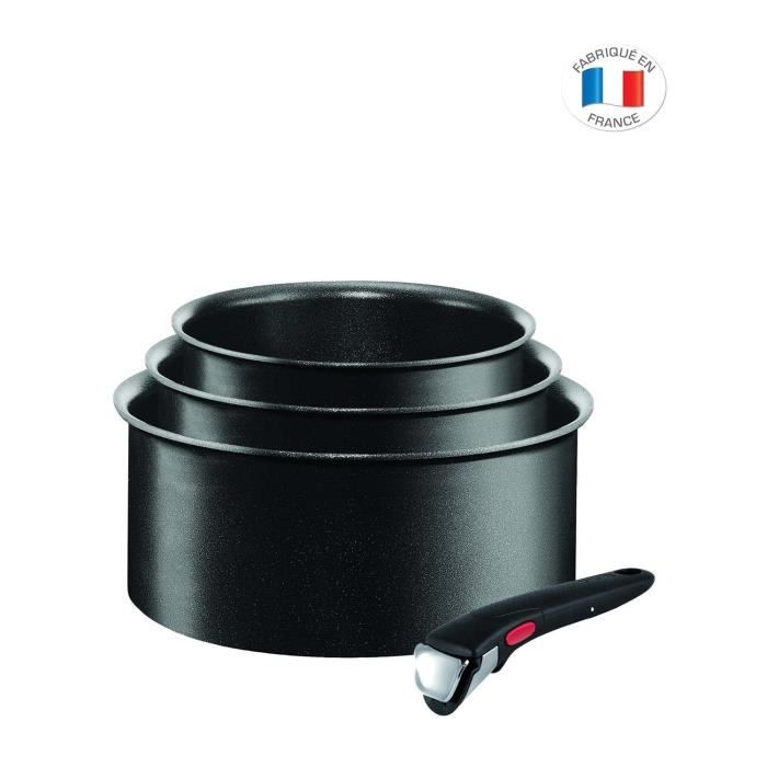 TEFAL L6509503 Ingenio Expertise Set de 3 casseroles 16-18-20cm, Batterie de cuisine induction + four, Sans PFOA, Fabriqué en France