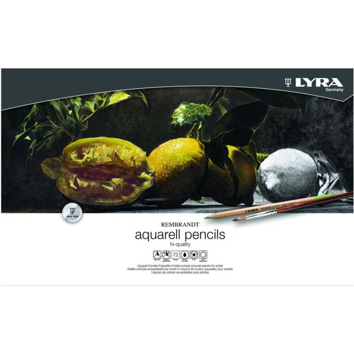 LYRA  - Coffret m&eacute;tal de 72 crayons de couleur aquarellables Rembrandt, couleurs assorties 