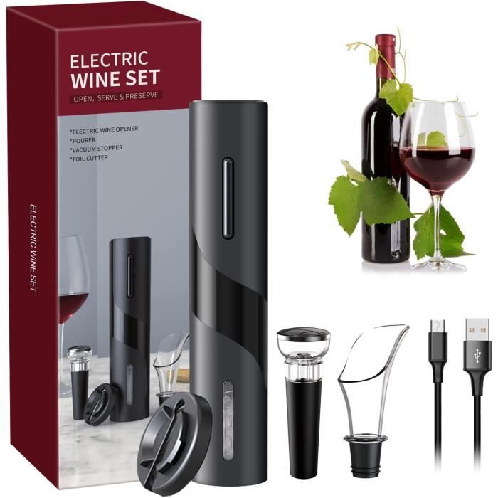 Tire-bouchon électrique Rechargeable 8 En 1 – Coffret Cadeau Avec Décapsuleur Automatique, Verseur Et Bouchon à Vide