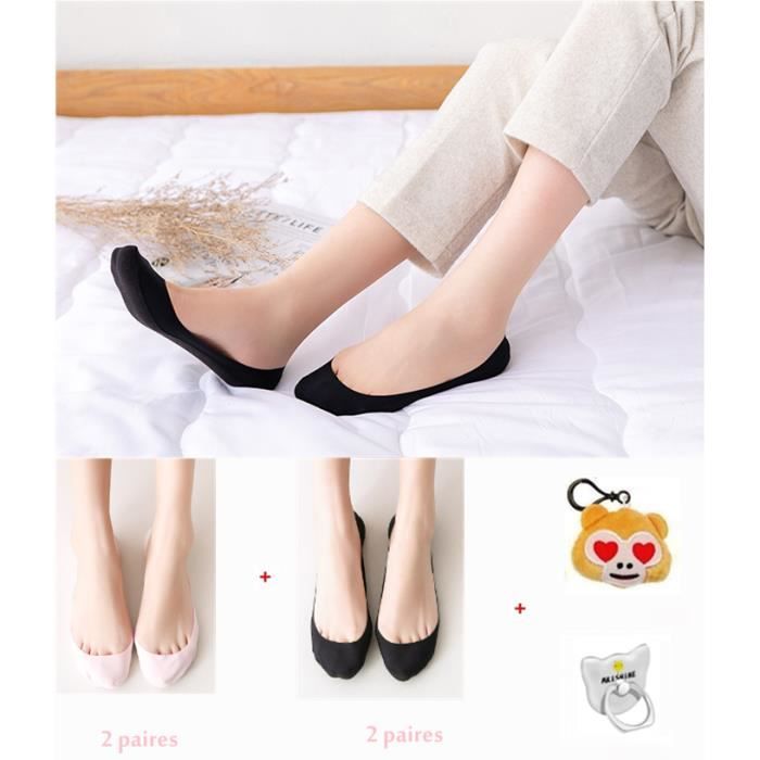 MELLIEX 4 Paires Chaussettes Basses pour Femmes Respirantes Coton Invisibles Anti-D/érapant Prot/ège-Pieds Socquettes