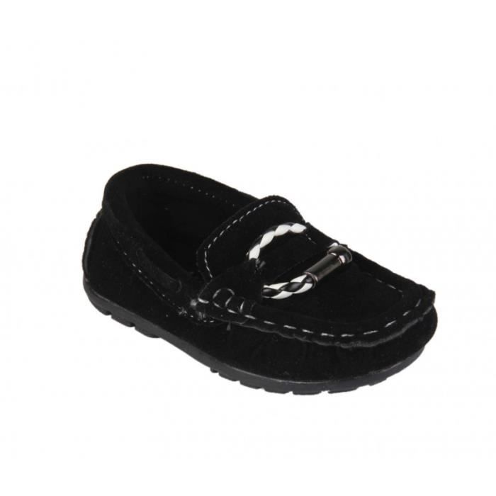 Mocassin En Simili Daim Semelle Souple Bebe Garcon Noir Noir Cdiscount