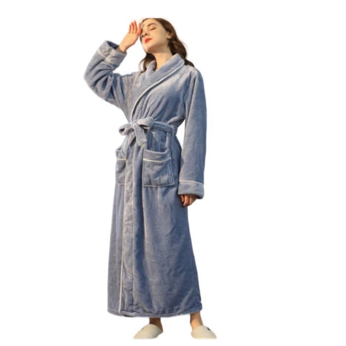 Peignoir - Femmes - Flanelle - Chaud - ??pais - Hiver - Bleu Bleu - Cdiscount Pr??t-?�-Porter