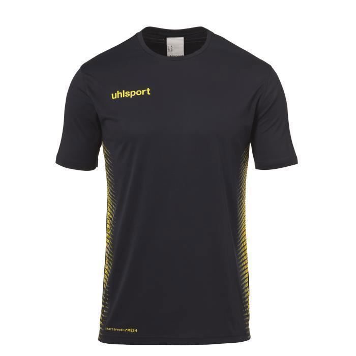 Ensemble football Uhlsport Score homme - maillot et short bleu marine/jaune fluo dos mesh respirant