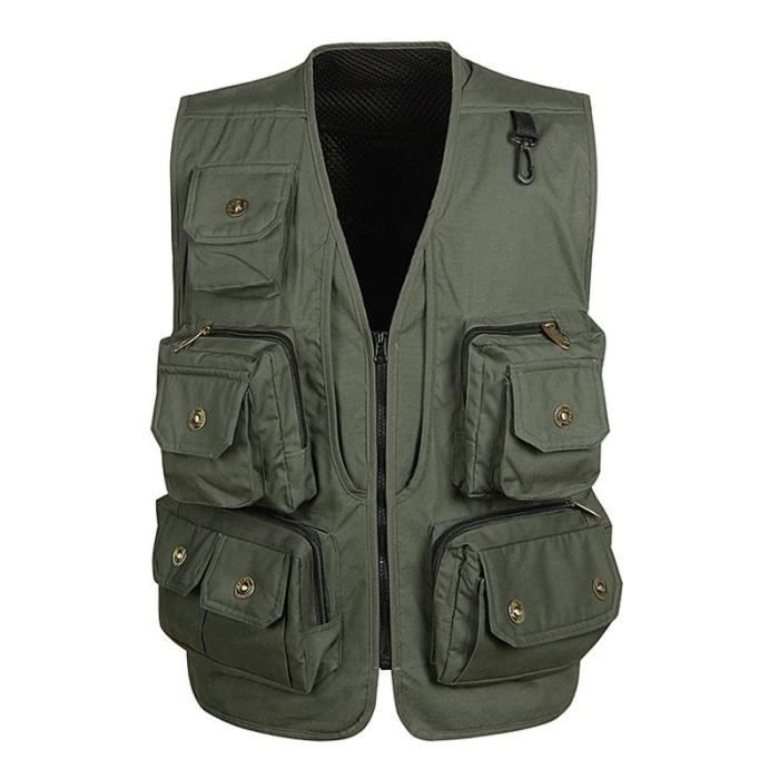 Oralidera Gilet Homme Multi-Poches - Veste De Pêche, Photo, Voyage Et Loisirs Extérieurs Ultra Pratique