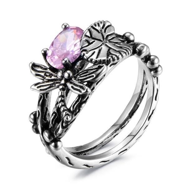 Infinity coeurs anneau Véritable Argent Sterling 925 Améthyste zircon cubique hauteur 9 mm TAILLE 10