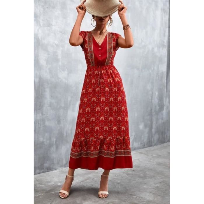 Sac à épingles Vintage En Tissu Floral Rouge - Porte épingle à Linge Suspendu