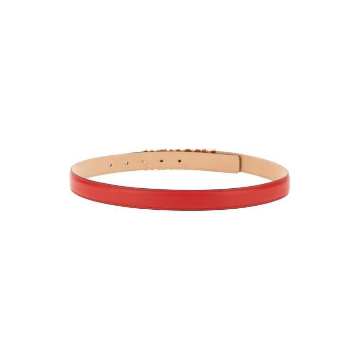Ceinture Moschino En Cuir Nubuck Rouge Avec Rivets - Taille IT 42 - Occasion - Top état