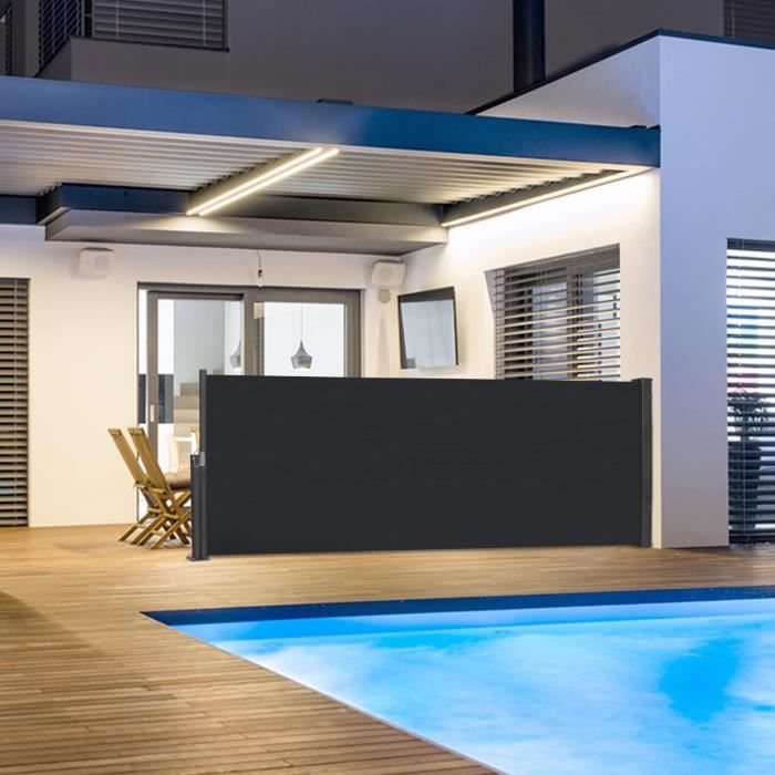 Store Latéral Extensible 60x300 Cm - Brise-vue Pour Balcon/terrasse, Polyester, Crème, Enroulement Automatique
