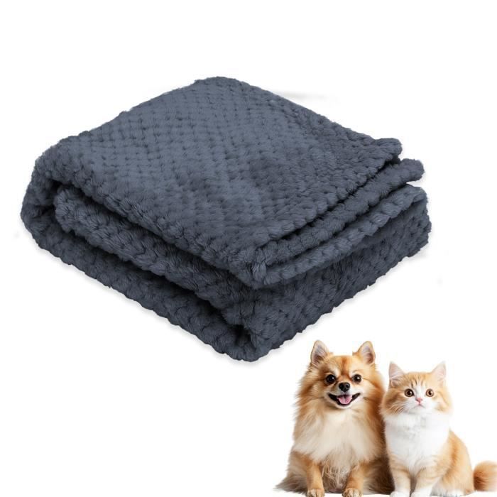 Nobleza-Couvertures en Peluche Douces Tapis pour Chiens, Tapis Chat, Lapins et Autres Animaux de Compagnie Lavable Gris 100 * 80cm