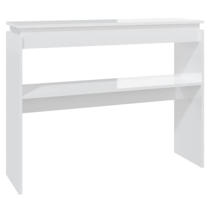 Table console OVONNI - Blanc brillant - 102x30x80 cm - Meuble d'entrée contemporain design