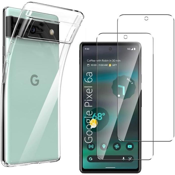 Coque pour Google Pixel 6a et 2 Verres Tremp&eacute; Film Protection Ecran