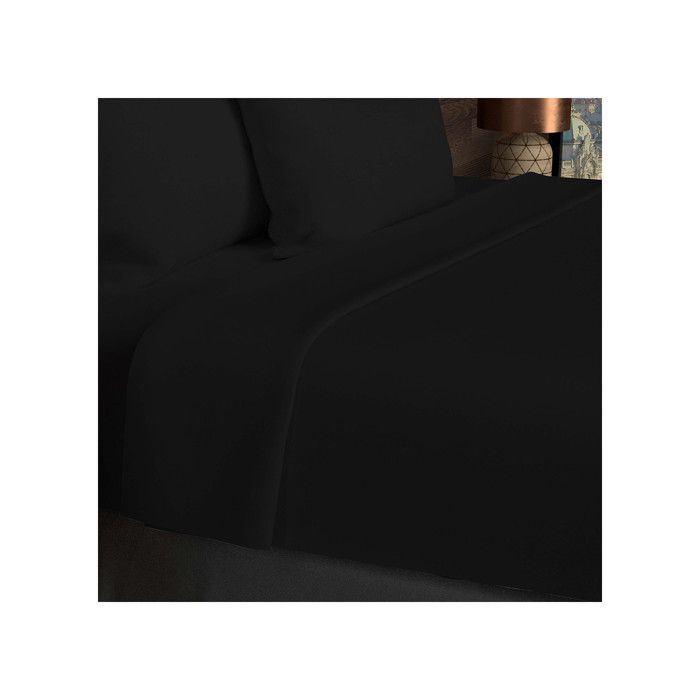 Drap plat en coton 57 fils 260x300 cm UNI noir par Soleil dOcre Drap plat en coton 57 fils 260x300 cm UNI noir par Soleil dOcre