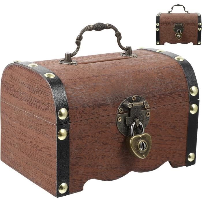 HERCHR Boîte De Rangement De Bijoux Vintage, Coffre Au Trésor En Bois