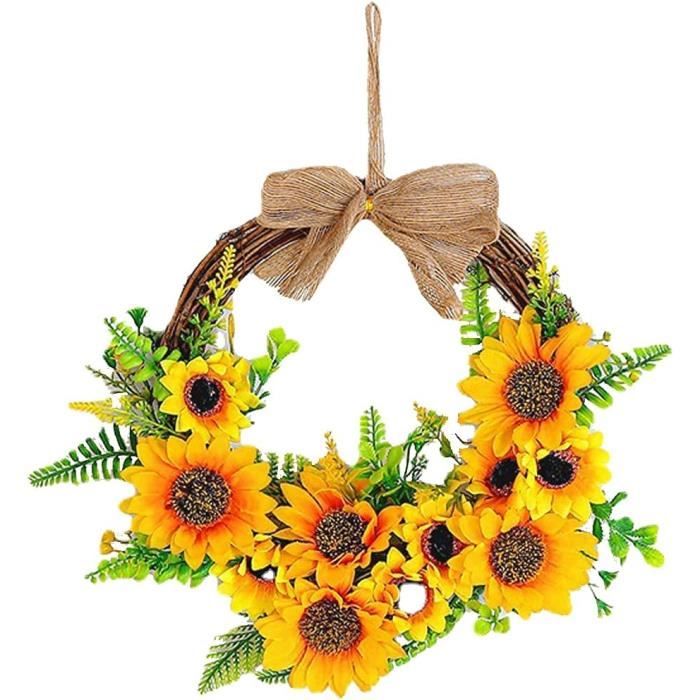 Couronne Tournesols Artificiels - Décoration Porte 30cm - Style Rustique