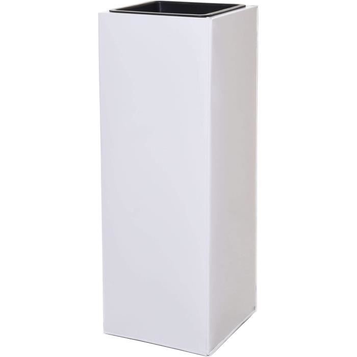 2 Bacs à Fleurs En Zinc 65cm - Design Bloc, Blanc, Résistant Aux Intempéries