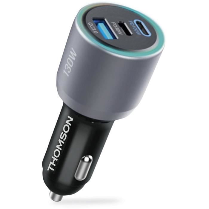 Chargeur voiture THOMSON Technologie GaN nouvelle génération totale 2 USB C PD + pd - vue 4