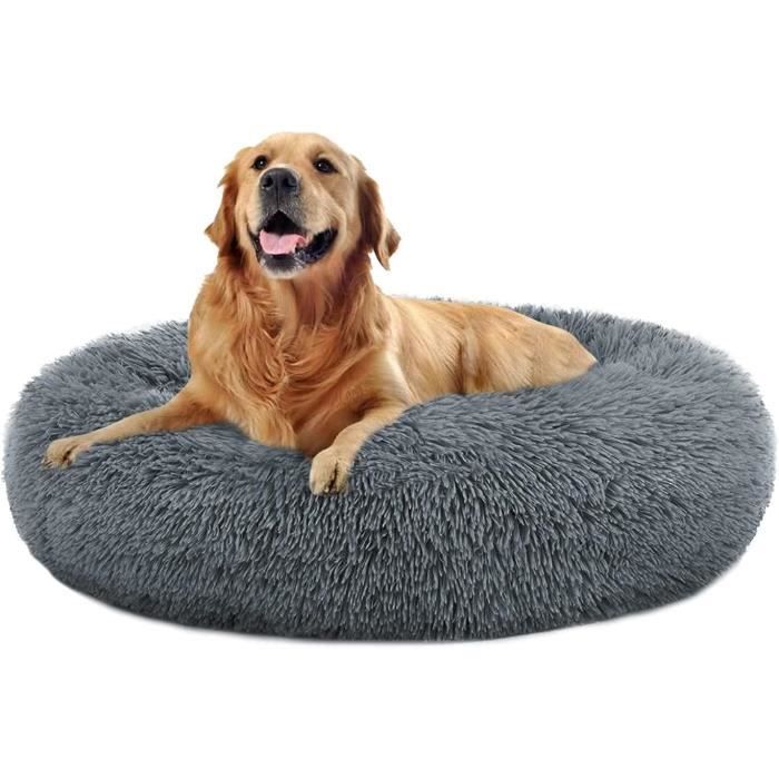 Panier Chien Donut, Panier Chat, Lit Ronde en Forme de Beignet, Canapé, Coussin, Lits pour Animaux Lavable, Chien Orthopedique, Base antidérapante, Tissu Peluche Doux (40cm/15.7in,Violet