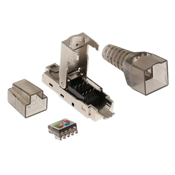 24 Modules Keystone CAT6a Blindés DeleyCON - Connecteur RJ45 Double Pour Panneau Réseau