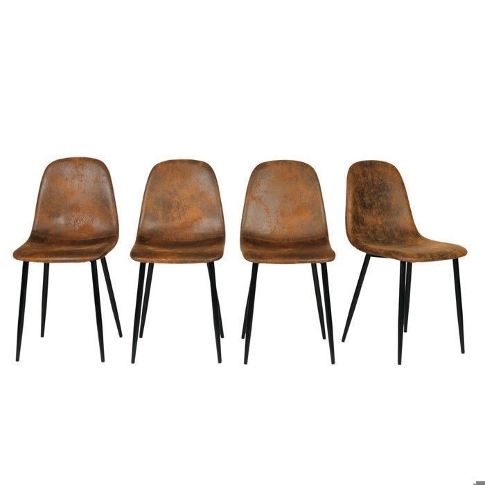 Lot de 4 chaises de salle à manger vintage – Effet vieilli – Idéales pour la maison et la salle à manger – Marron Lot de 4 chaises de salle à manger vintage – Effet vieilli – Idéales pour la maison et la salle à manger – Marron