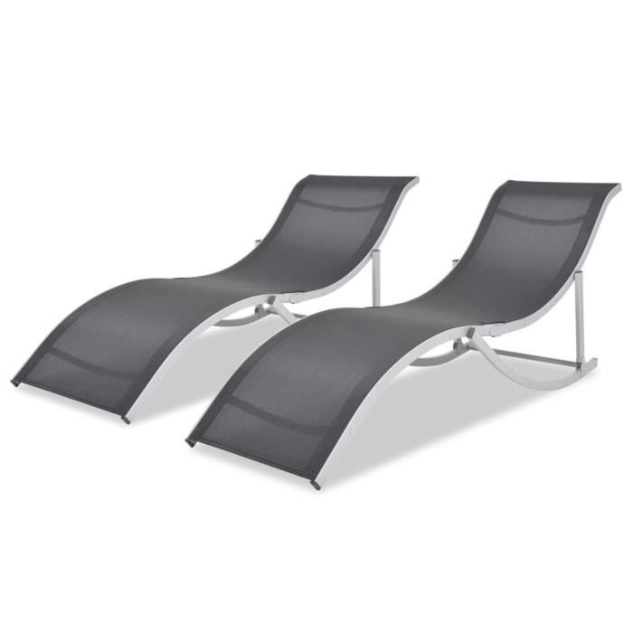 VIDAXL Chaises longues pliables Textilène - vue 3