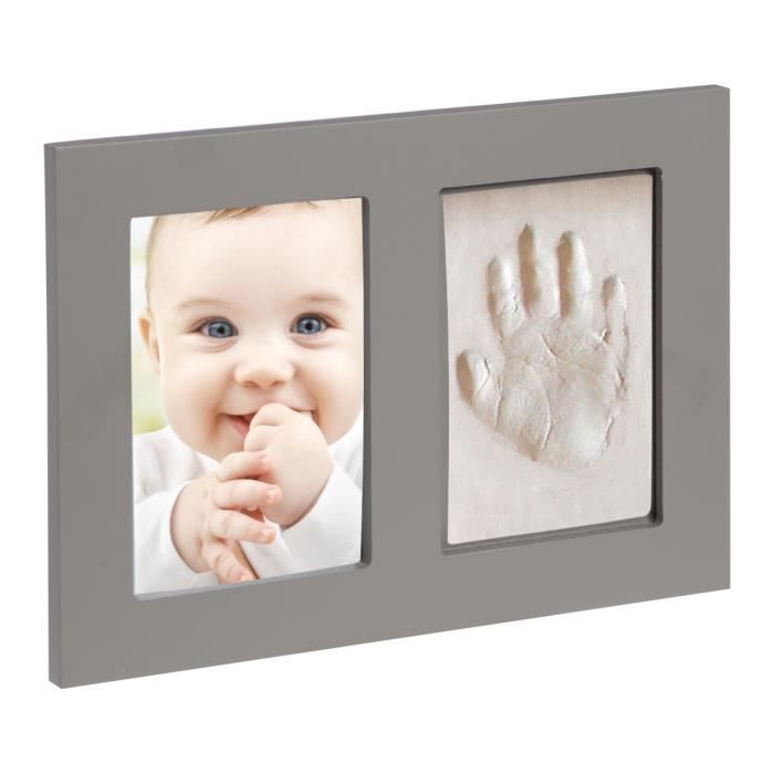 Kit Pour Moulage D Empreinte Bebe 2d Avec Cadre Photo En Bois Gris Et Autocollants Gris Cdiscount Maison