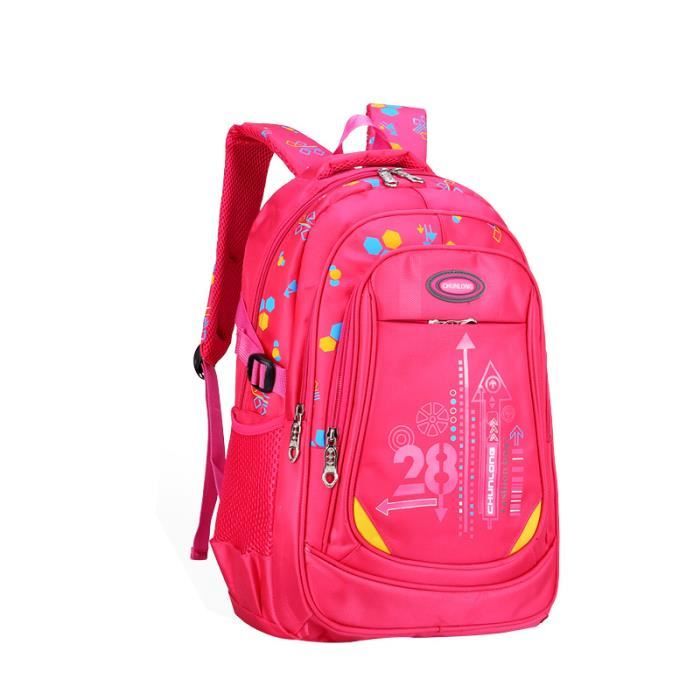 Collège sac à dos sac de camping cartable école primaire enfants garçons et filles étanche-Rose