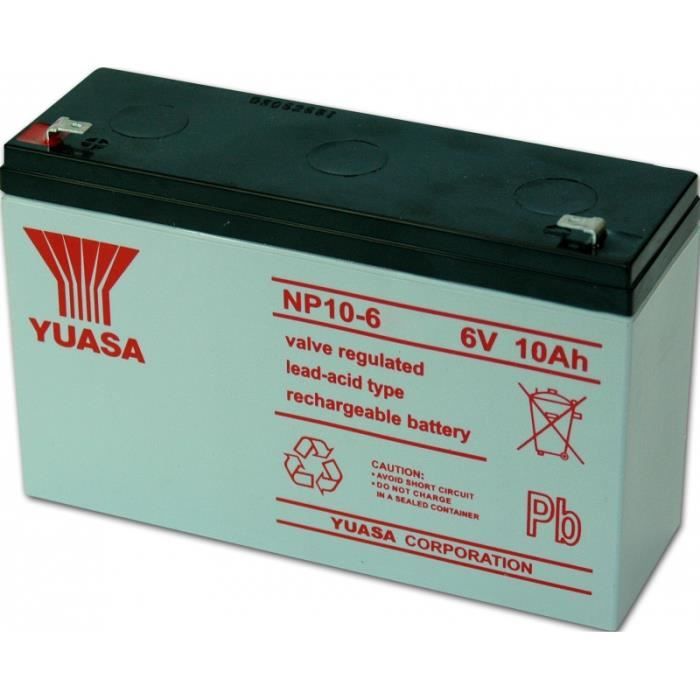 6 volts 10 ah yuasa np10-6 batterie plomb 