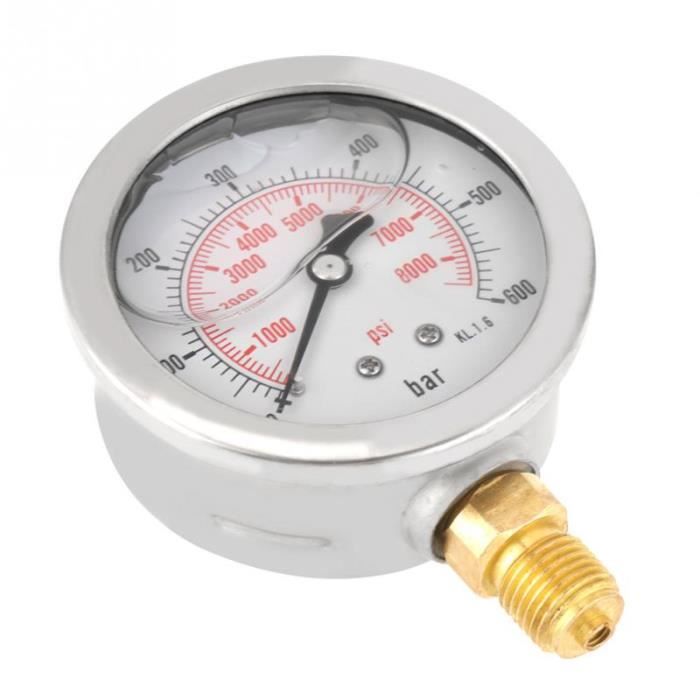 Manomètre Pression Eau 1/4" - 0-3 Bar - Pour Filtre à Sable Piscine, étang, Aquarium - Laiton, Lecture Facile