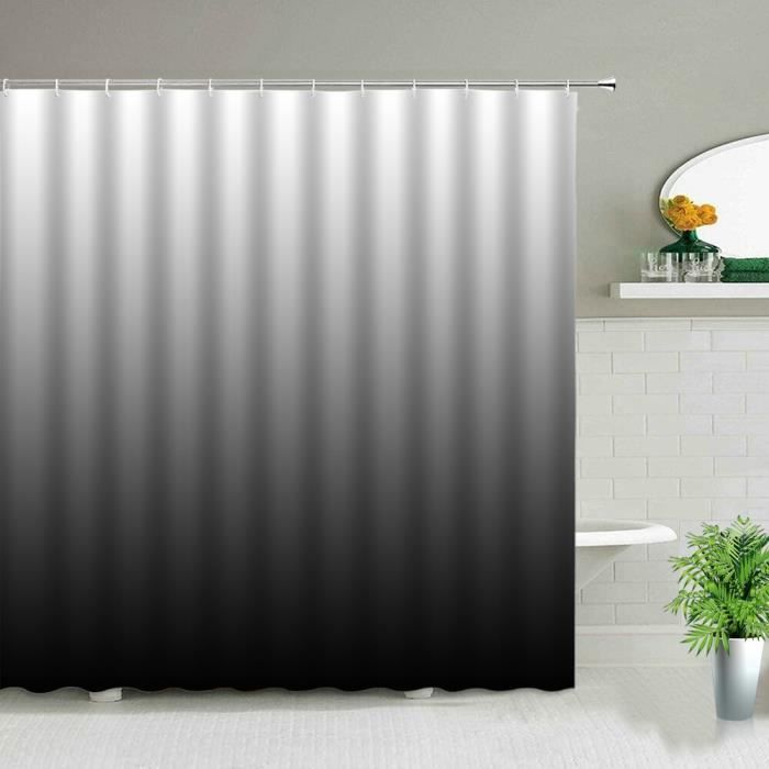 Rideau de douche noir et blanc, ensemble de rideaux de douche en tissu géométrique noir et gris